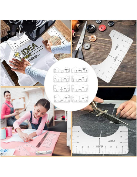 Juego de Guía de Regla para Camisetas VBNHEQLM - 8 Piezas Juego de Guía de Regla para Camisetas VBNHEQLM - 8 Piezas