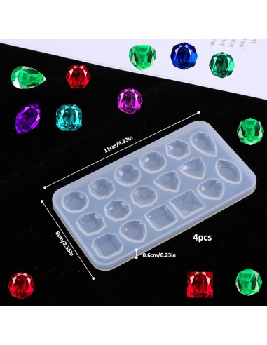 Moldes de Joyería de Resina SynHHergyx - 4 Piezas Silicona