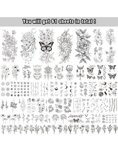 Tatuajes Temporales Cerlaza 61 Hojas 275 Estilos Realistas
