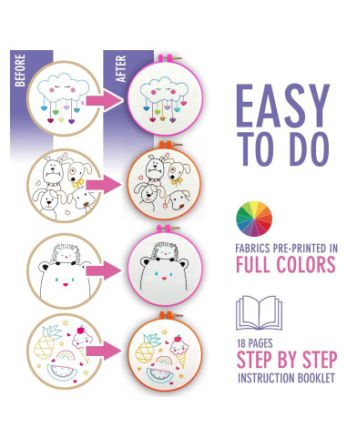 Kit de Bordado CRAFTILOO para Niños - 10 Patrones Preimpresos