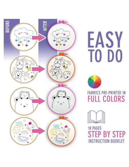 Kit de Bordado CRAFTILOO para Niños - 10 Patrones Preimpresos Kit de Bordado CRAFTILOO para Niños - 10 Patrones Preimpresos