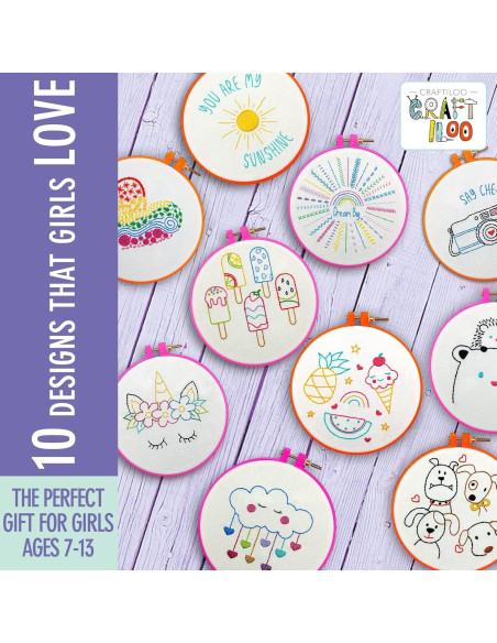 Kit de Bordado CRAFTILOO para Niños - 10 Patrones Preimpresos Kit de Bordado CRAFTILOO para Niños - 10 Patrones Preimpresos