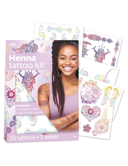 Tatuajes Temporales de Henna Savvi - 25 Diseños Seguros para Piel