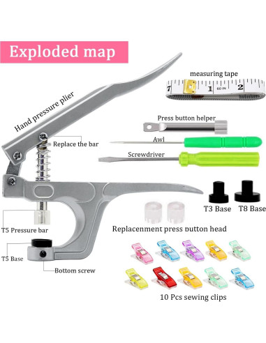 Kit de Broches FQTANJU 1440 Pcs T5 con Alicates y Clips