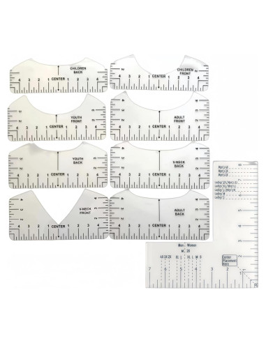 Reglas de Alineación para Camisetas WQHLONGBO - 9 PCS PVC
