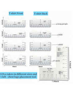 Reglas de Alineación para Camisetas WQHLONGBO - 9 PCS PVC 2