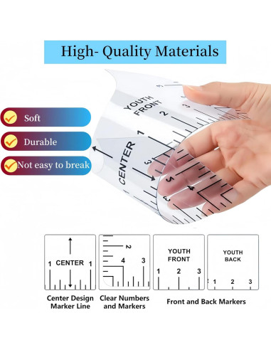 Reglas de Alineación para Camisetas WQHLONGBO - 9 PCS PVC