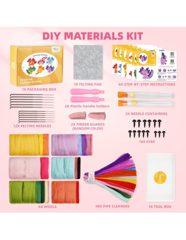 Kit de Fieltro con Agujas MOREJMTT 6 PCS para Principiantes