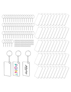 Juego de 150 Llaveros Acrílicos en Blanco Lusy DM 7x3cm