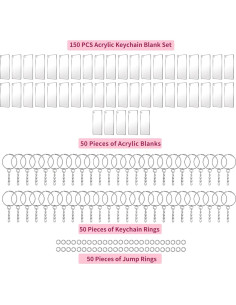 Juego de 150 Llaveros Acrílicos en Blanco Lusy DM 7x3cm 2
