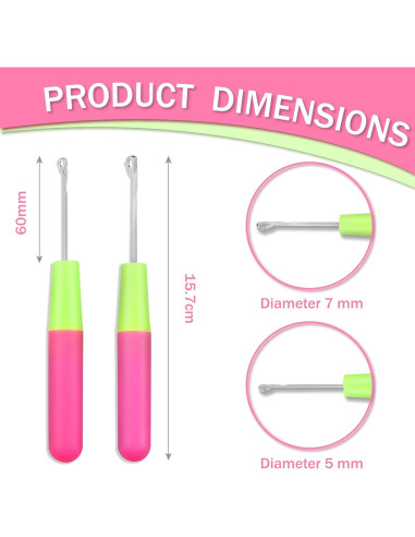 Ganchos de Crochet Tzwhwcx 5mm y 7mm - Acero Inoxidable