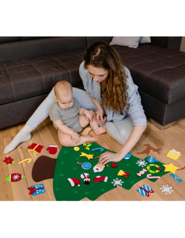 Juego de Árbol de Navidad de Fieltro JollyLife 95x70cm + Calendario de Adviento