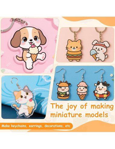 Kit de Llaveros Zaycca Shrinky Dink - 20 Hojas y 240 Accesorios