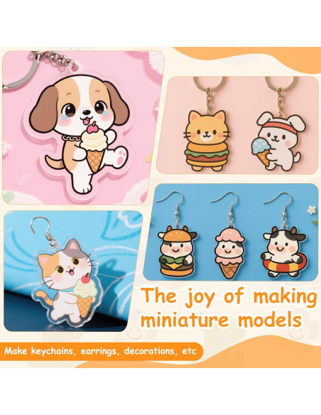 Kit de Llaveros Zaycca Shrinky Dink - 20 Hojas y 240 Accesorios