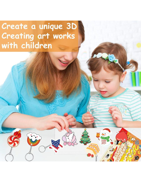 Kit de Llaveros Zaycca Shrinky Dink - 20 Hojas y 240 Accesorios