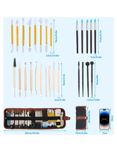 Juego de 48 Herramientas de Arcilla Yuanan para Cerámica DIY