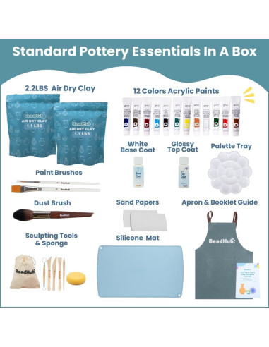 Kit de Cerámica BeadHub 1Kg Arcilla Secado al Aire Adultos