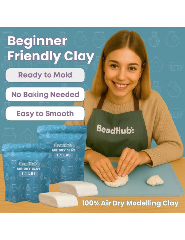 Kit de Cerámica BeadHub 1Kg Arcilla Secado al Aire Adultos