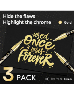 Marcadores de pintura cromada dorada Pagather - 3 piezas 0.7mm 2