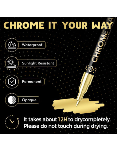 Marcadores de pintura cromada dorada Pagather - 3 piezas 0.7mm