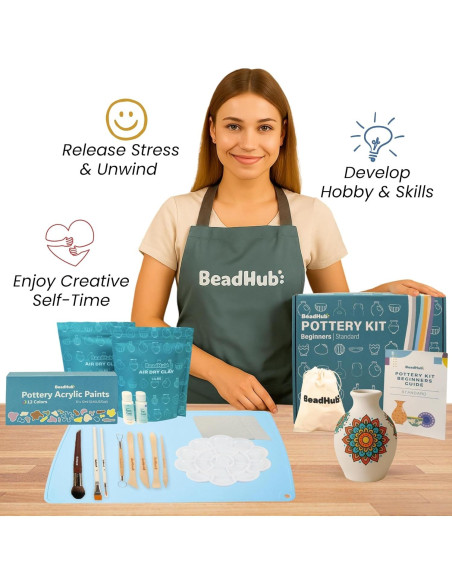 Kit de Cerámica BeadHub 1Kg Arcilla Secado al Aire Adultos