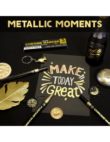 Marcadores de pintura cromada dorada Pagather - 3 piezas 0.7mm