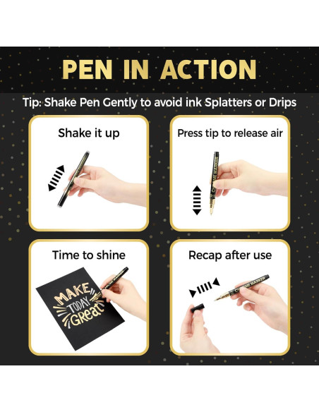 Marcadores de pintura cromada dorada Pagather - 3 piezas 0.7mm