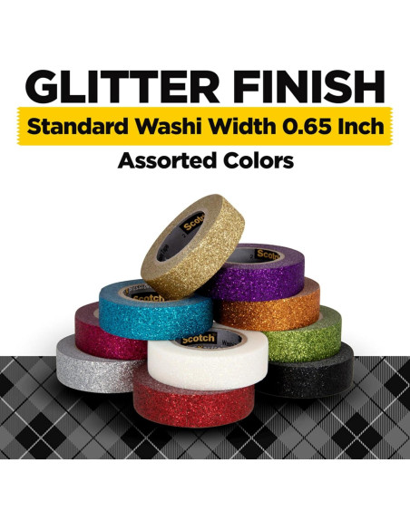 Cinta Washi Glitter Scotch 10 Rollos 25.7x15.6cm Manualidades Cinta Washi Glitter Scotch 10 Rollos 25.7x15.6cm Manualidades