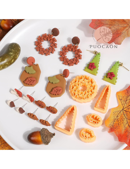 Cortadores de Arcilla Polimérica Puocaon - 12 Piezas Otoño Cortadores de Arcilla Polimérica Puocaon - 12 Piezas Otoño