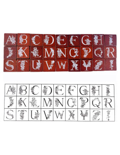 Conjunto de Sellos de Goma de Madera LuckComing A-Z Floral