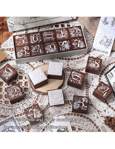 Juego de Sellos de Madera SIBLYMONA - 8 Piezas Fases Lunares