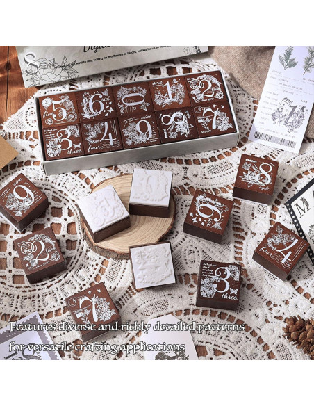 Juego de Sellos de Madera SIBLYMONA - 8 Piezas Fases Lunares