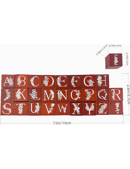 Conjunto de Sellos de Goma de Madera LuckComing A-Z Floral