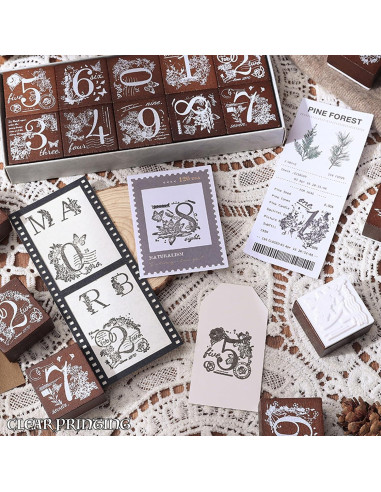 Juego de Sellos de Madera SIBLYMONA - 8 Piezas Fases Lunares