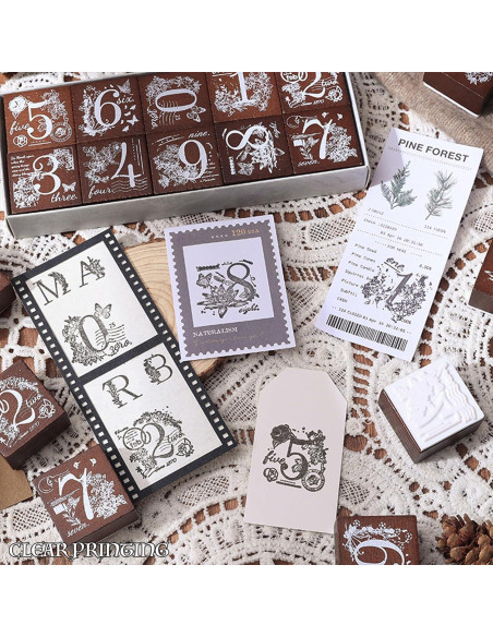 Juego de Sellos de Madera SIBLYMONA - 8 Piezas Fases Lunares