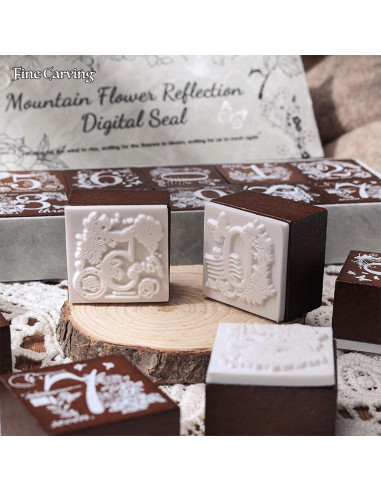 Juego de Sellos de Madera SIBLYMONA - 8 Piezas Fases Lunares