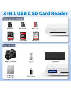 Lector de Tarjetas SD USB C Groodo 3 en 1 para iPhone y Mac 2