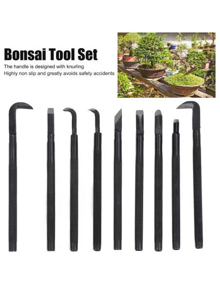 Juego de Herramientas para Bonsai 9 Piezas Acero Manganeso