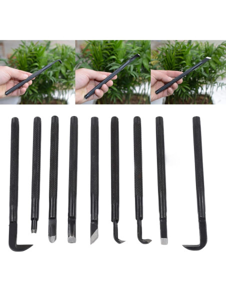 Juego de Herramientas para Bonsai 9 Piezas Acero Manganeso