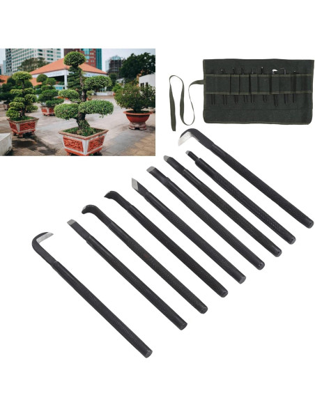 Juego de Herramientas para Bonsai 9 Piezas Acero Manganeso