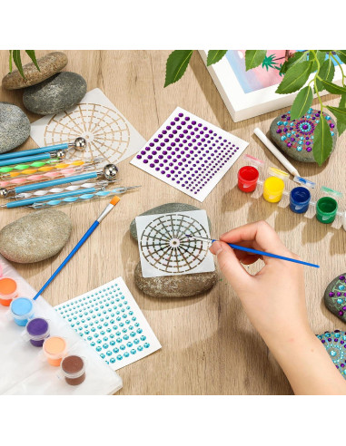 Kit de Pintura de Rocas Mandala RoundFunny - 10 Rocas 7-10 cm