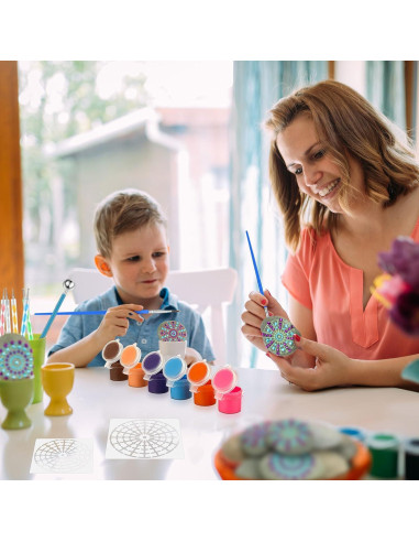 Kit de Pintura de Rocas Mandala RoundFunny - 10 Rocas 7-10 cm