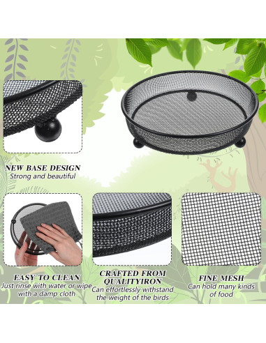 4 Bandejas de Comedero para Aves Nodaaiie de Hierro Negro 17.8x5.1cm