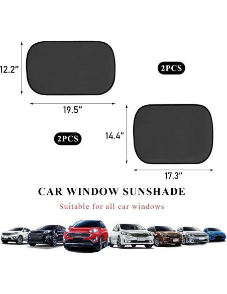 4 PCS Protector Solar de Ventana de Coche Povtii Universal
