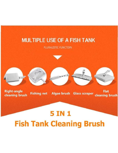 Kit de Limpieza para Acuarios Wave Point 5 en 1 con Mango Telescópico