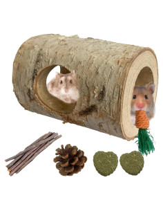 Túnel de Madera Natural para Hámster MUYG - 10 Pcs, 12 cm