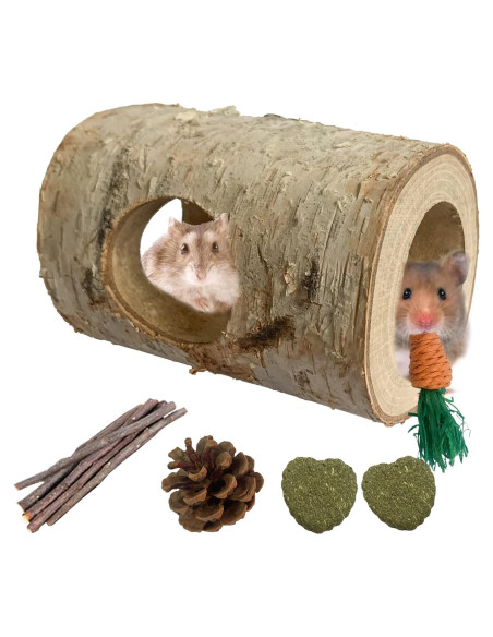 Túnel de Madera Natural para Hámster MUYG - 10 Pcs, 12 cm