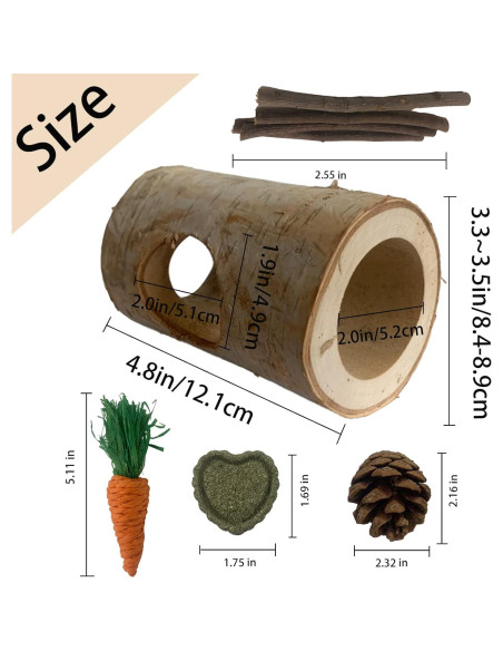 Túnel de Madera Natural para Hámster MUYG - 10 Pcs, 12 cm