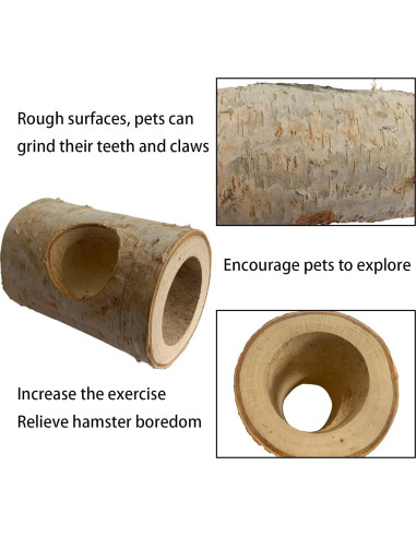 Túnel de Madera Natural para Hámster MUYG - 10 Pcs, 12 cm