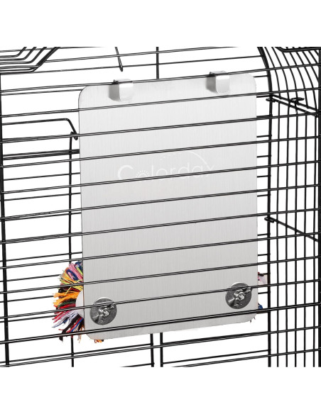 Espejo para Aves Colorday 13x18 cm con Percha de Cuerda